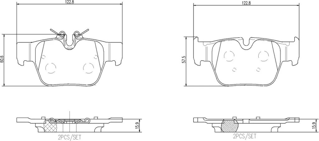 Jeu de Plaquettes de Frein Arrière pour MINI F54 F60 et BMW X2 F39 Brembo