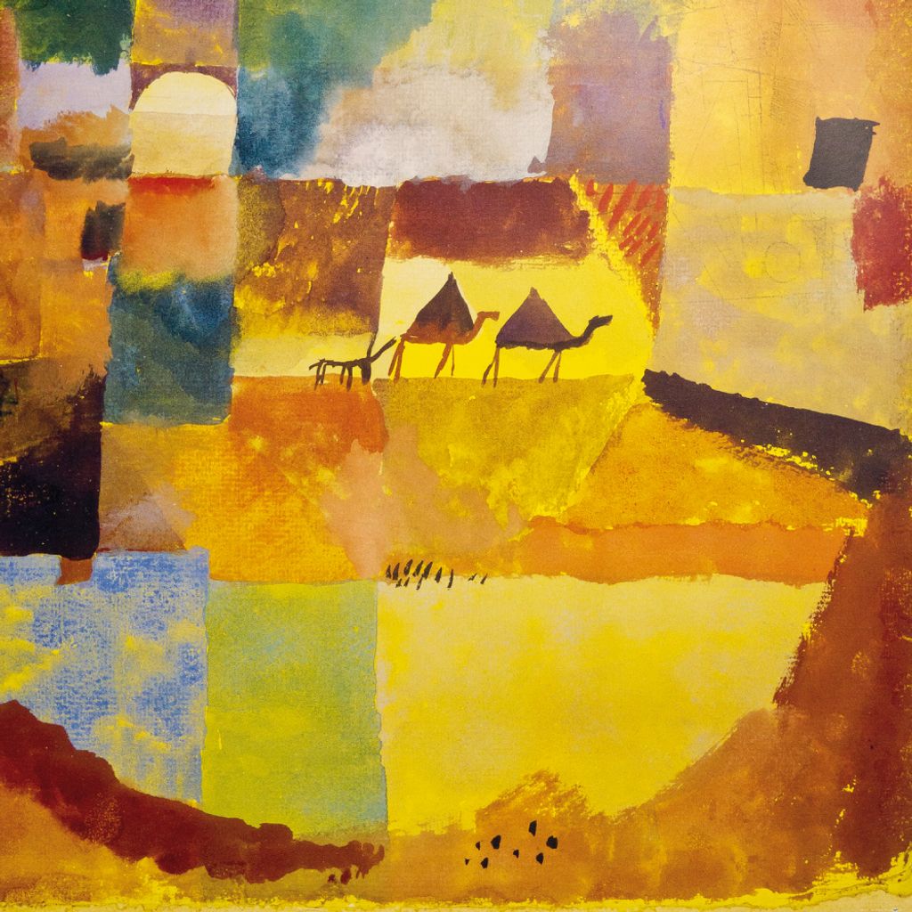Paul Klee Kunstdruck Bild - Zwei Kamele Und Ein Esel, 1919 (100 x 100 cm)