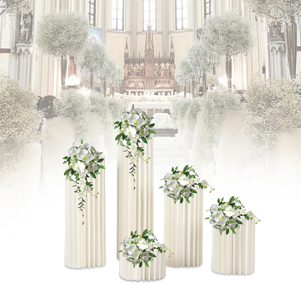 Vase fleurs mariage support acrylique blanc stable lot 5 tailles variées
