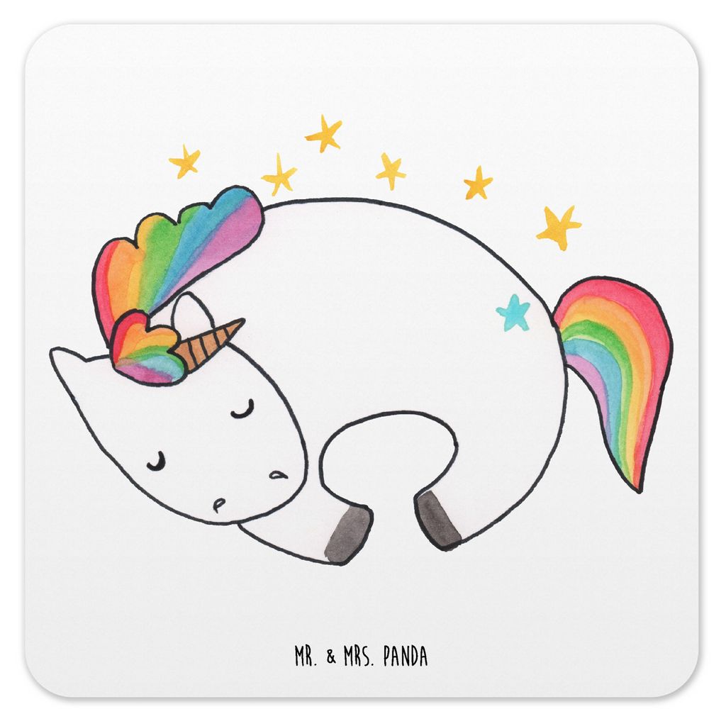 Mr. & Mrs. Panda Untersetzer für Gläser Einhorn Nacht 6er Set - Weiß - Geschenk, Menschen, Träume, Tassen, Unicorn, Glas-Untersetzer, Design, C...