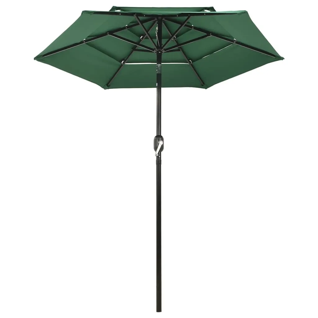 Ombrellone vidaXL Verde 2m - Asta Alluminio 3 Strati per Giardino