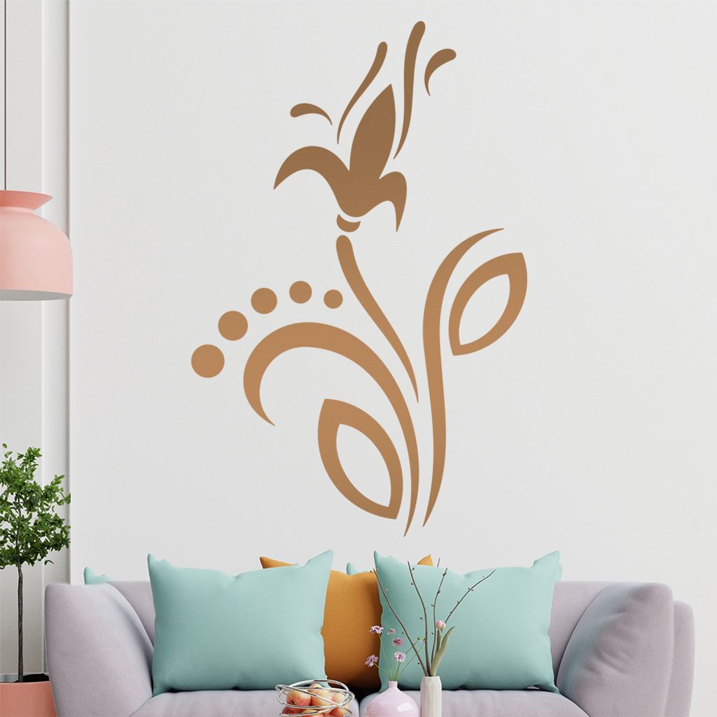 Blume - Linien Punkte Wandtattoo in 6 Größen - Wandaufkleber Wall Sticker - Dekoration, Küche, Wohnzimmer, Schlafzimmer, Badezimmer