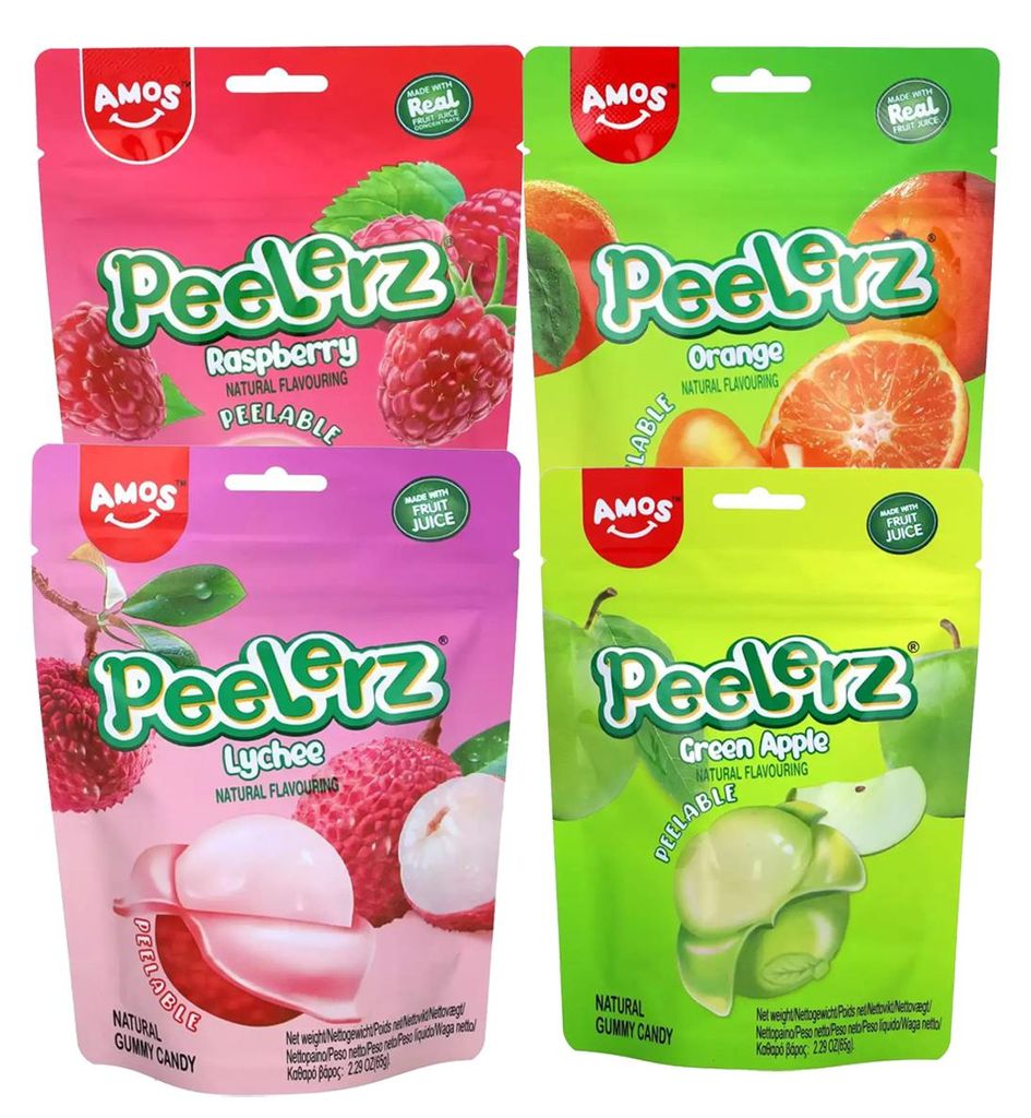 Amos Peelerz Mix Raspberry green Apple Lychee Orange 65g Produktbild 