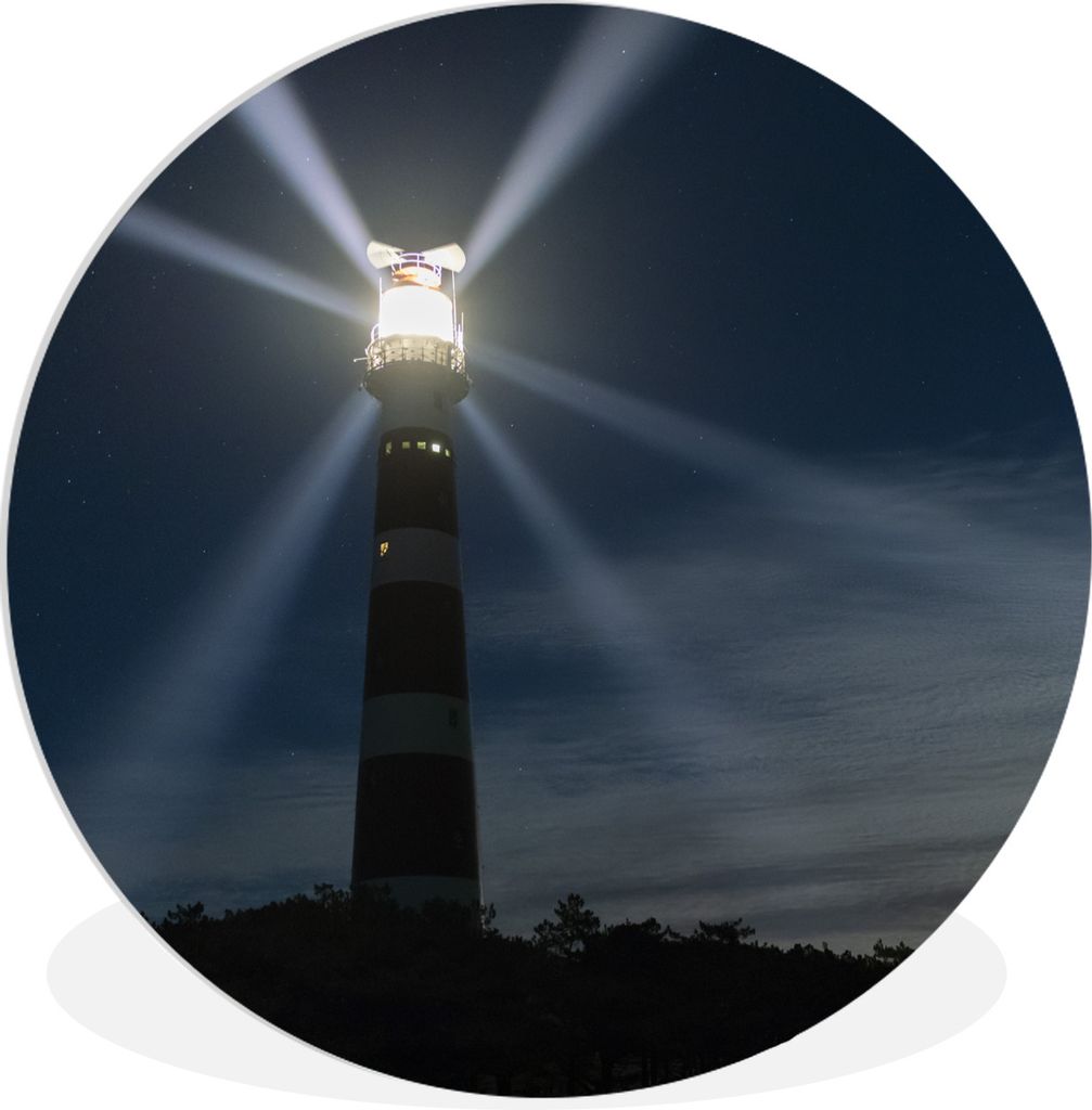 MuchoWow Rundes Wandbild - Runde Bilder Leuchtturm von Ameland in der Abenddämmerung Ø 90 cm Kreis Wanddekoration Kunststoff - Wandkreis - Wand...