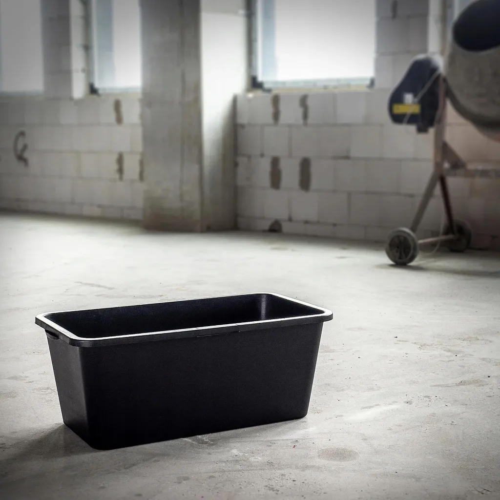 Bac à mortier rectangulaire 60 L - Auge de chantier robuste pour béton - 5