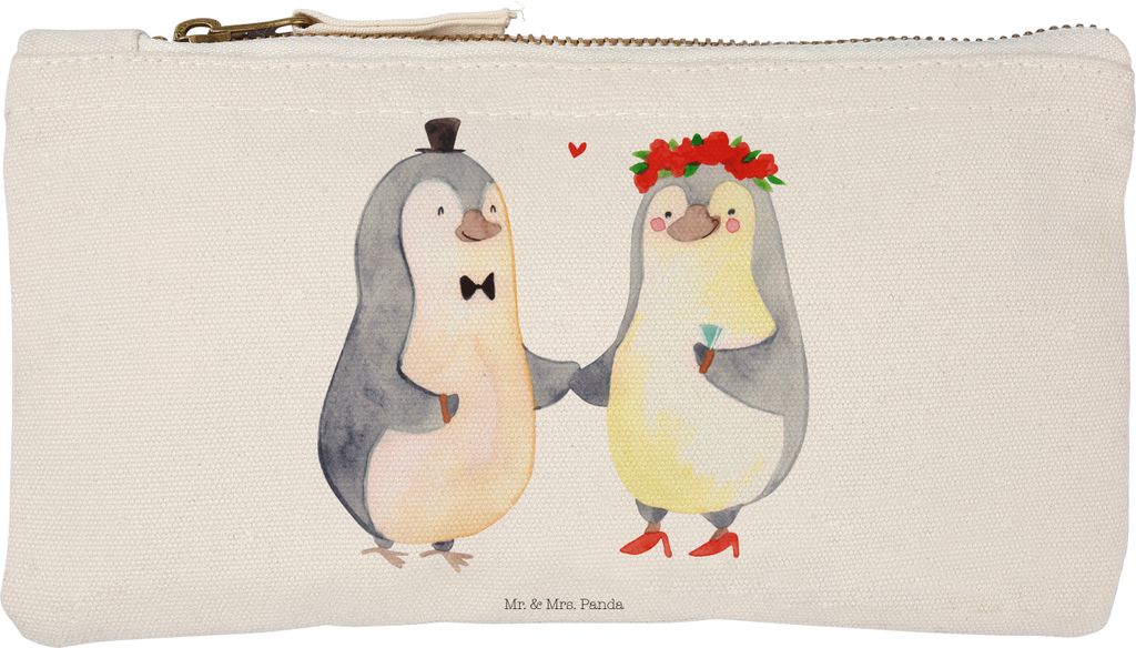Mr. & Mrs. Panda Kosmetiktasche Pinguin Heirat Größe S Klein - Weiß - Geschenk, Mann, Just Married, Freundin, Mäppchen, Pouch, beauty case, Br...