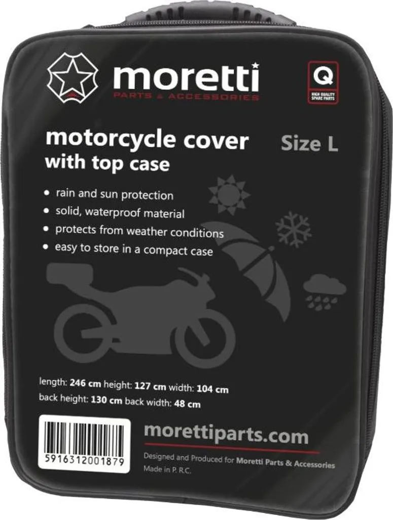 Telo Coprimoto Moretti Moto/Scooter con Bauletto L | 246x104x127 Anti-UV