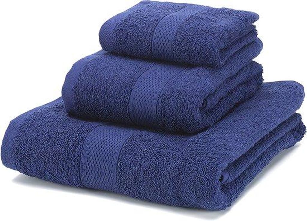 Famanu Handtuchset – 100% gekämmte Baumwolle – Soft Touch – 450 g/m² (marineblau, 3-teilig)