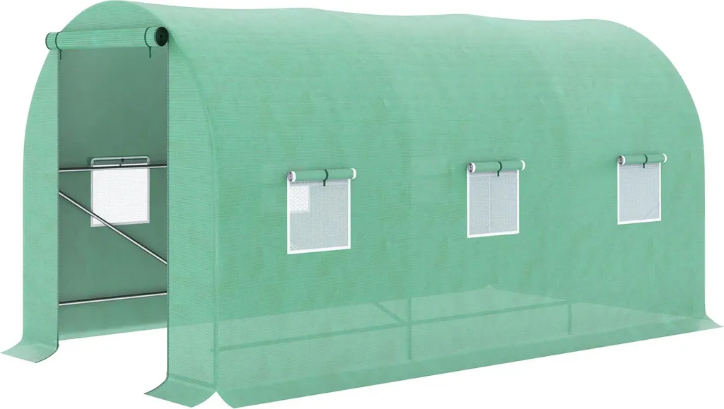 Serre tunnel maraîchère 4m imperméable verte avec ventilation 6 baies