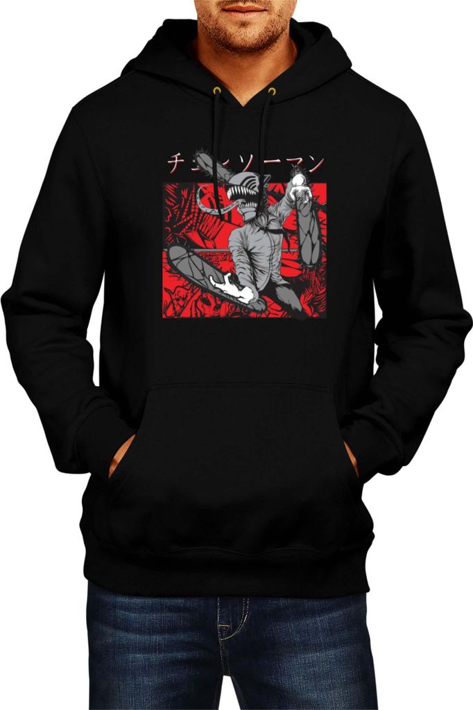Herren Kapuzenpullover Manga Japan Anime Comics Animation Chainsaw Anime manga Man 09, Man XL / Schwarz