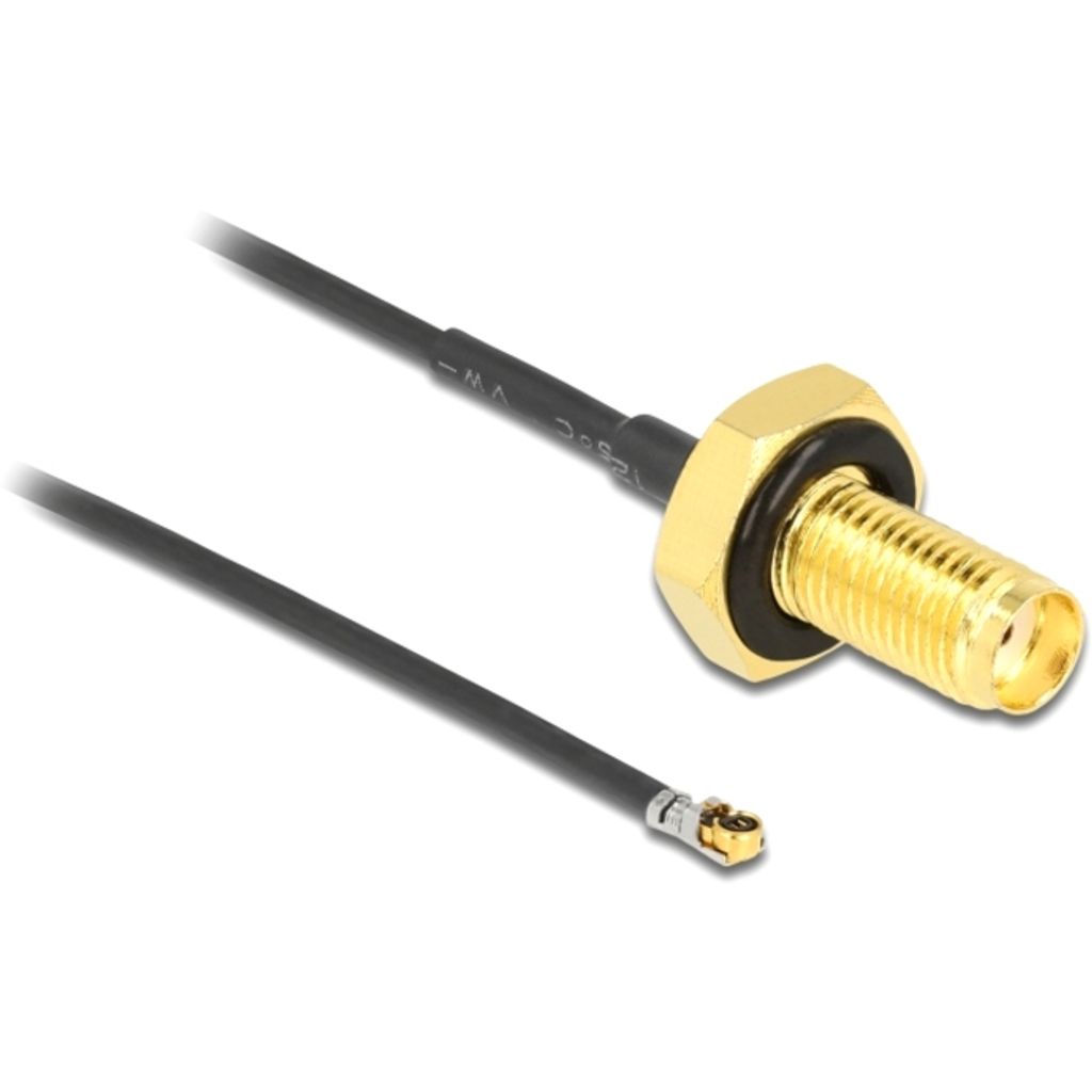 DeLOCK Antennenkabel SMA Buchse zum Einbau zu I-PEX Inc., MHF 4L LK Stecker 1.37 50 cm Gewindelänge 10 mm spritzwassergeschützt, 0,5 m, SMA, MH...