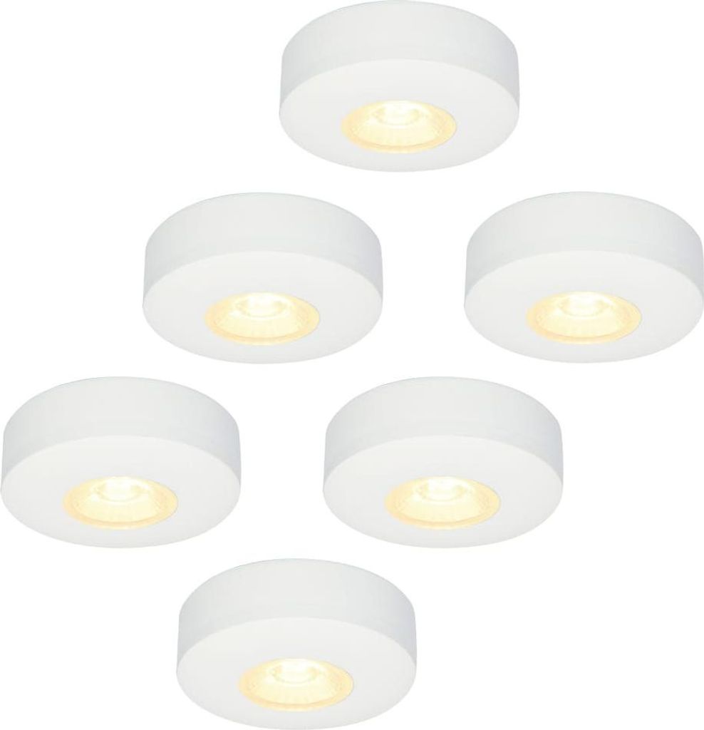 hoftronic LED Aufbaustrahler 3W 300lm 2700K IP44 Weiß 6er Set