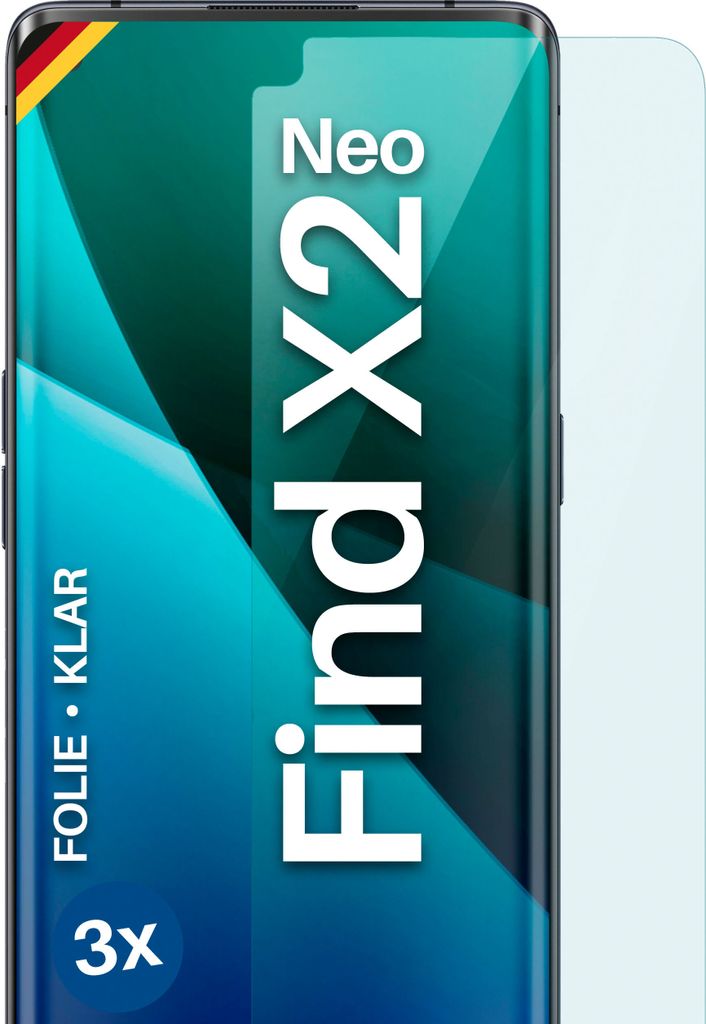moex 3x Schutzfolie kompatibel mit Oppo Find X2 Neo - Displayschutzfolie dünn Folie, Klar