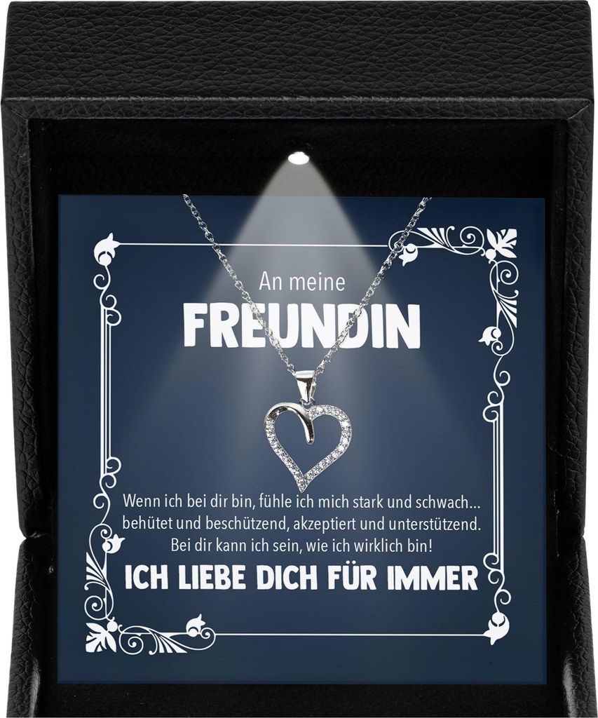 22Feels Freundin Geschenk Ich Liebe Dich Kette - Silber 925/000 Herz Frauen Schmuck - Damen Valentinstag für Sie Jahrestag Schatz - Karte Premium ...