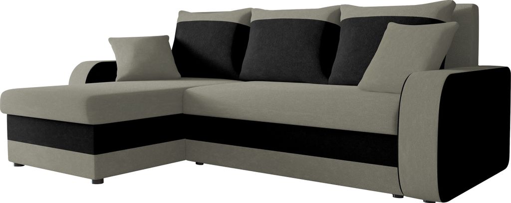 MIRJAN24 Ecksofa Kris, Stilvoll Eckcouch mit Bettkasten und Schlaffunktion, L-Form Couch, Schlafsofa (Mikrofaza 0014 + Mikrofaza 0015)