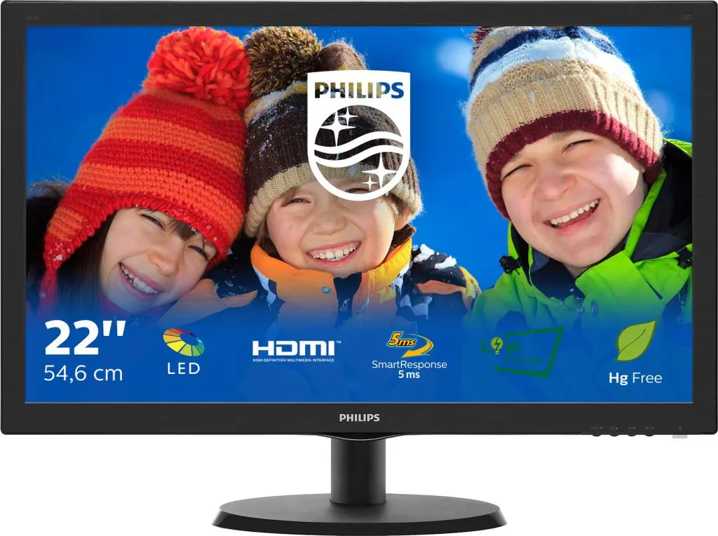 Écran de Bureau Philips 223V5LHSB2 Idéal pour Télétravail et Multimédia