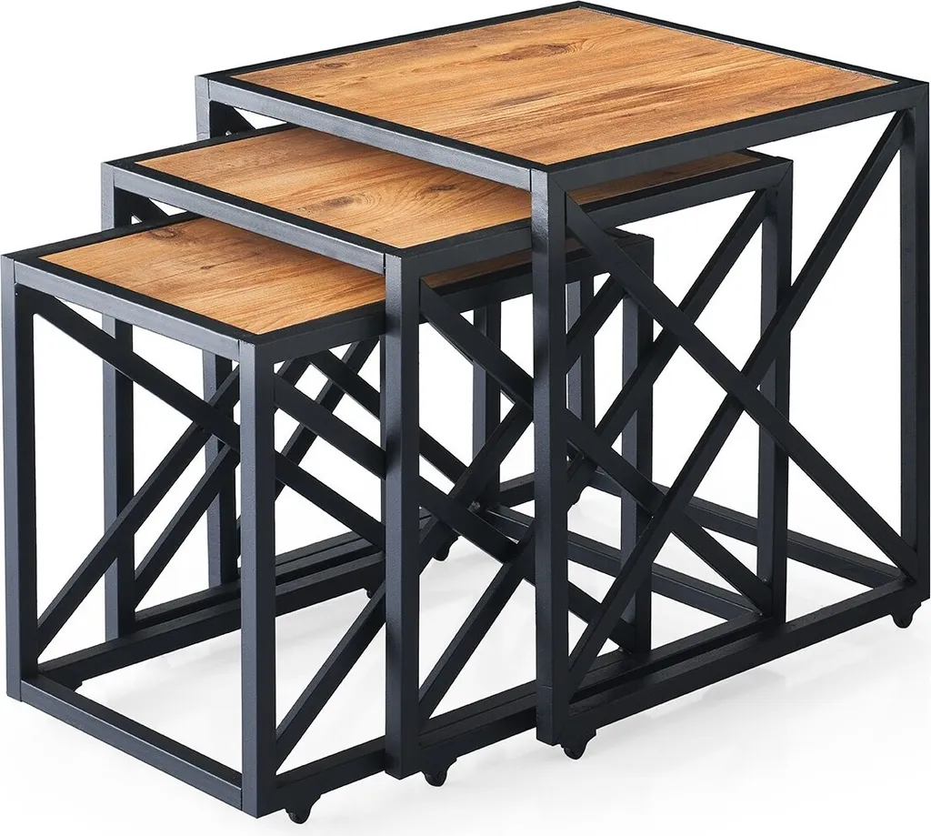 Table d'Appoint Gigogne en Bois de Pin pour Salon Moderne et Bureau