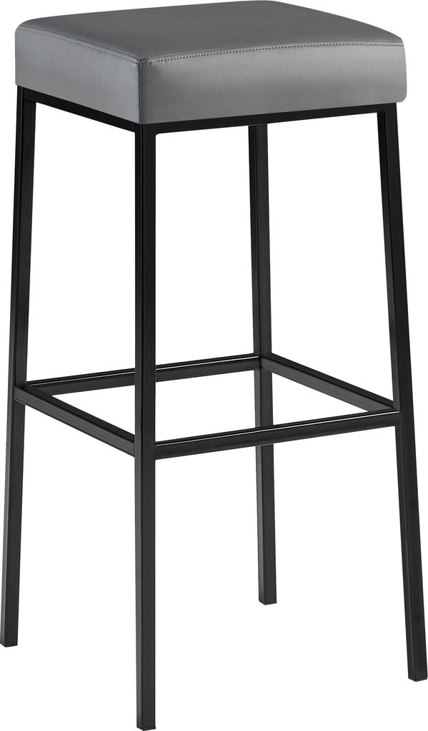 Barhocker BIDAN - Kunstleder Grau 37x37x83 cm | Barstuhl Mit Lehne Tresenhocker Tresenstuhl Kneipenhocker Kneipenstuhl