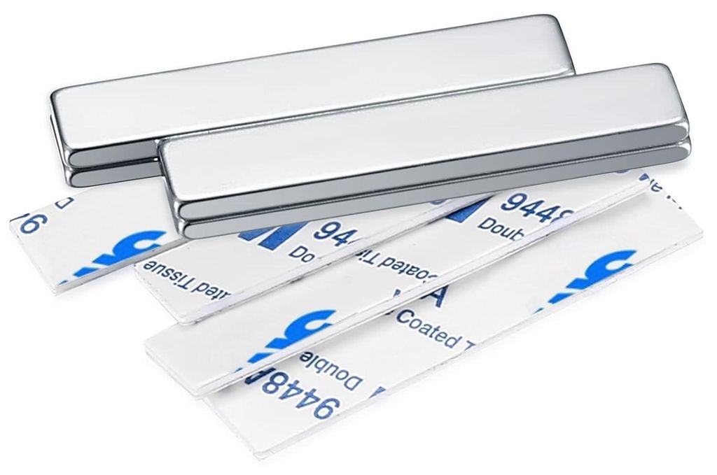 4 Neodym-Magnete, extra starke selbstklebende Magnete, 50x10x3 mm, rechteckig, starke selbstklebende Magnete für Magnettafeln und Küchenschränke...