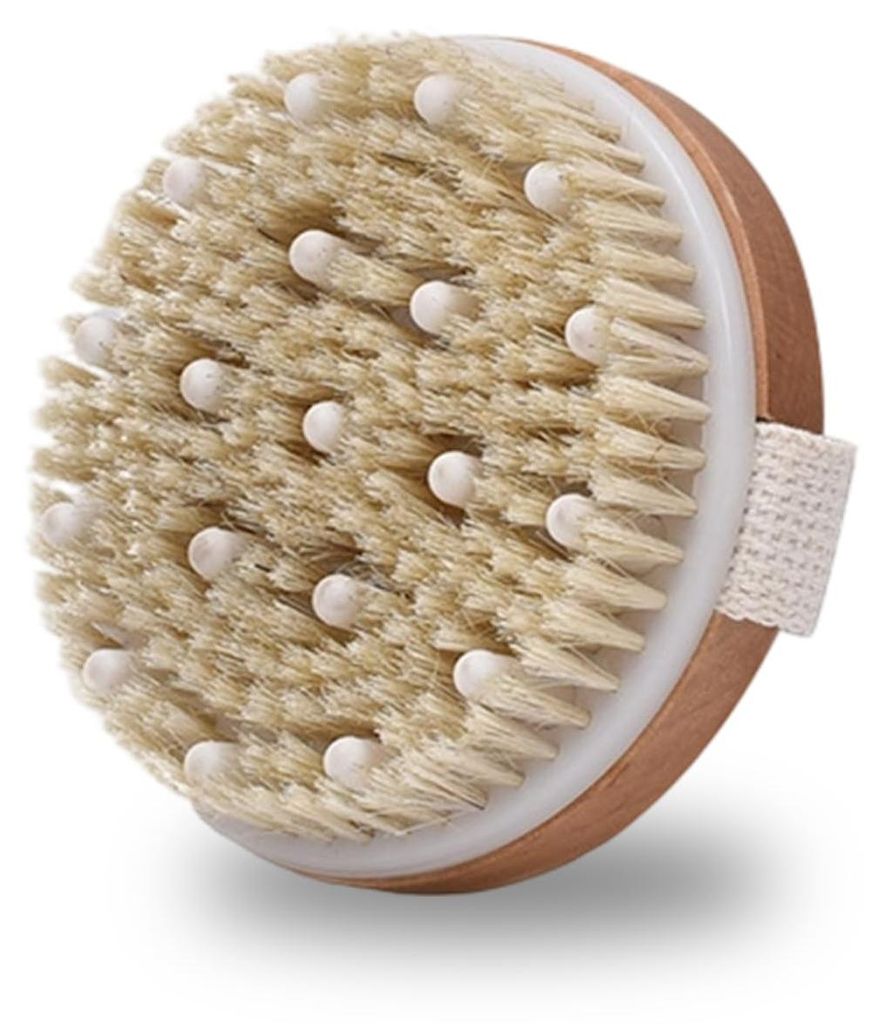 Trockenbürstenmassage zur Lymphdrainage, Cellulite-Bürste, Duschbürste, Körperbürste mit Naturborsten, Massagebürste, Massagebürste für tro...