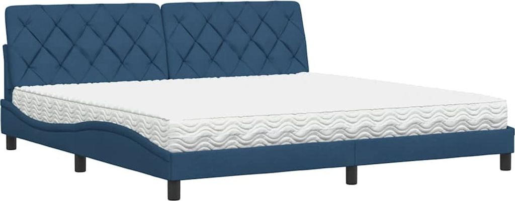 Bett mit Matratze Blau 200x200 cm Stoff