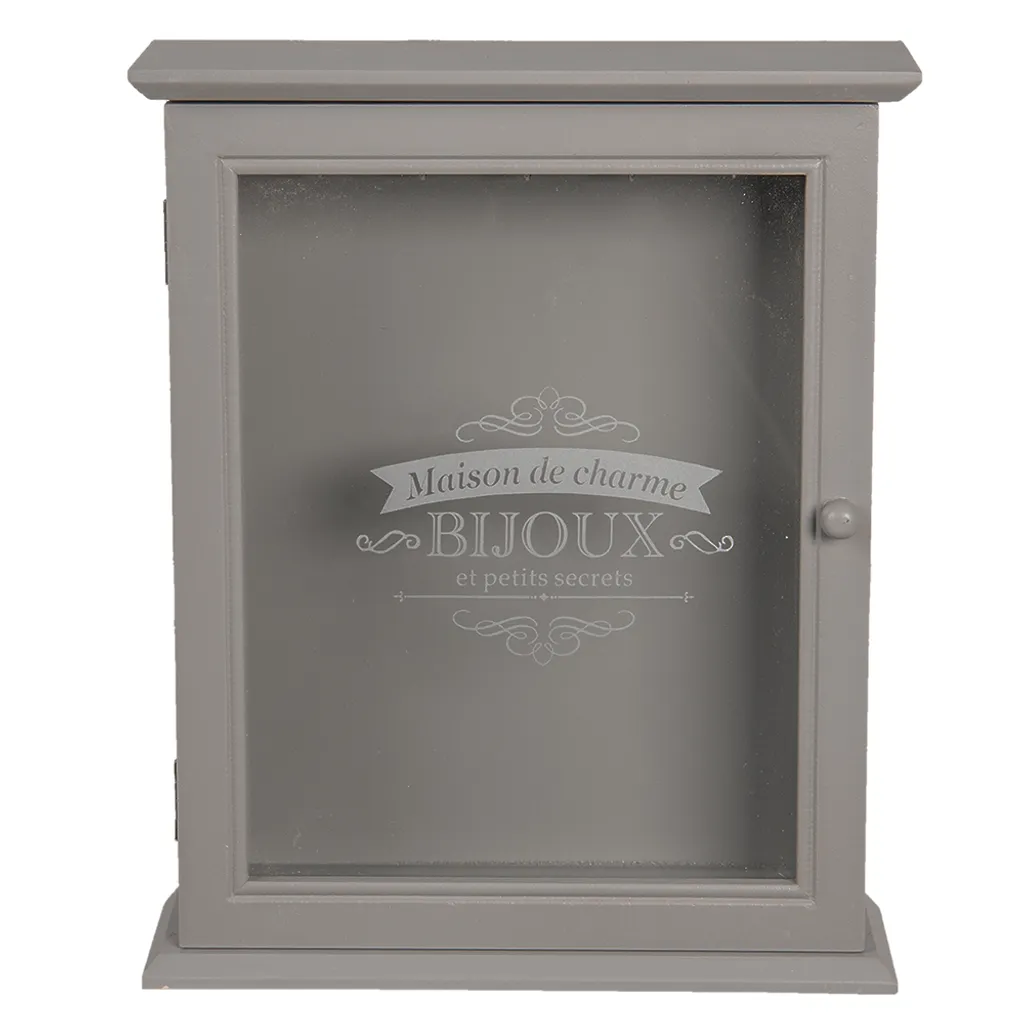 Boîte à bijoux bois gris 22x7x27 cm design rectangulaire chic et sobre