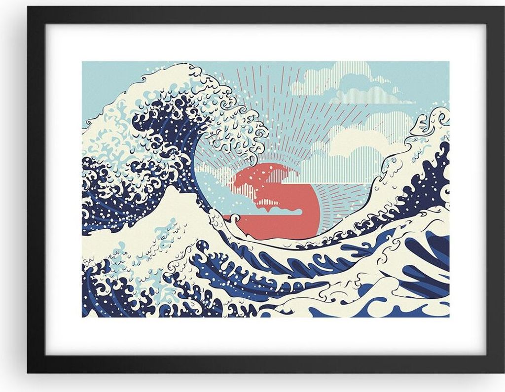 Gerahmtes Poster - Schwarzer Rahmen - Rot modern vielleicht - 40x30 cm - Wand Bild - Wanddeko - Wandbilder - Kunstposter - Wandposter - Bilderrahme...