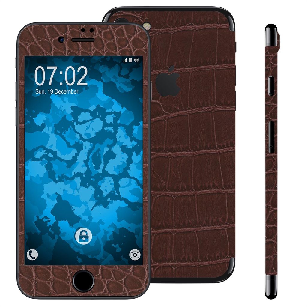 1 x Lederoptik-Folienset für Apple iPhone 7 / 8 / SE 2020 braun PhoneNatic Schutzfolien