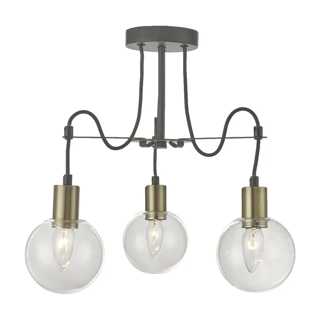 Plafonnier Variable ABRAZO 3xE14 en Laiton Satiné, Diamètre 46 cm Chic