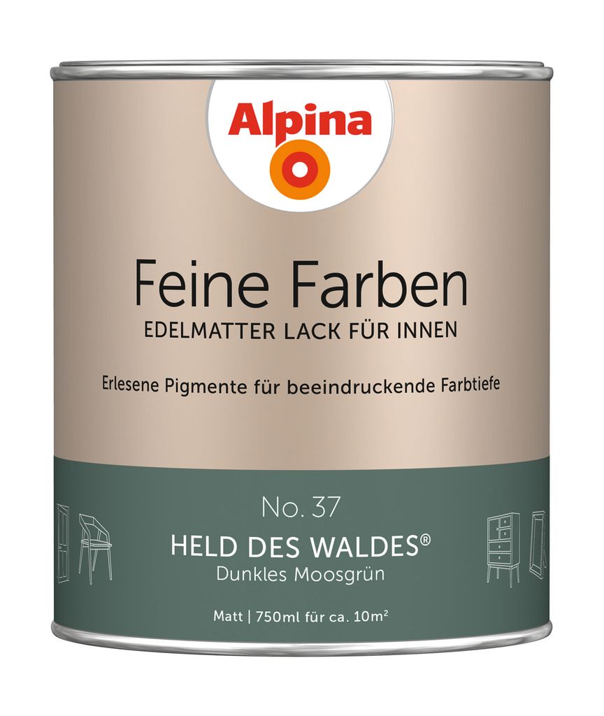 Alpina Feine Farben Lack No. 37 Held des Waldes - moosgrün Produktbild 