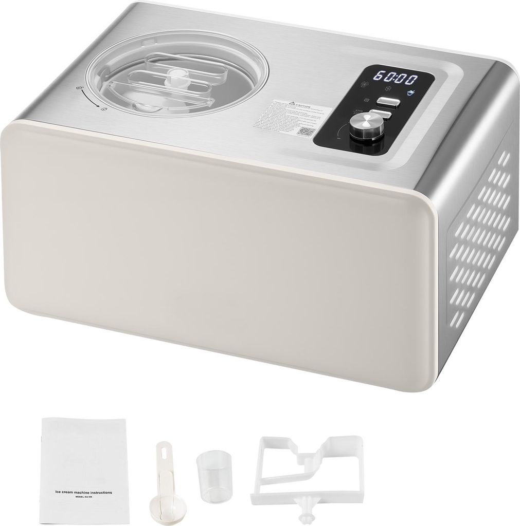 SucceBuy Automatische Eismaschine 2 L mit integriertem Kompressor (150 W), kein vorheriges Einfrieren erforderlich, Eiscreme-Maschine mit 3 Modi, e...