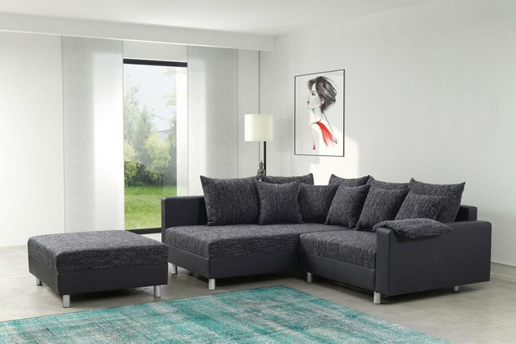 Modernes Sofa Couch Ecksofa Eckcouch in schwarz Eckcouch Produktbild 
