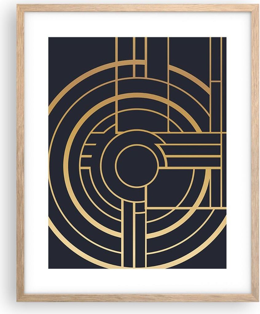Gerahmtes Poster - Rahmen in heller Eiche - Abstraktion Stück Modern - 40x50 cm - Wand Bild - Wanddeko - Wandbilder - Kunstposter - Wandposter - B...