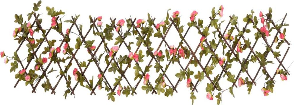vidaXL Rankgitter mit Künstlichem Efeu Erweiterbar Dunkelrosa 180x20cm