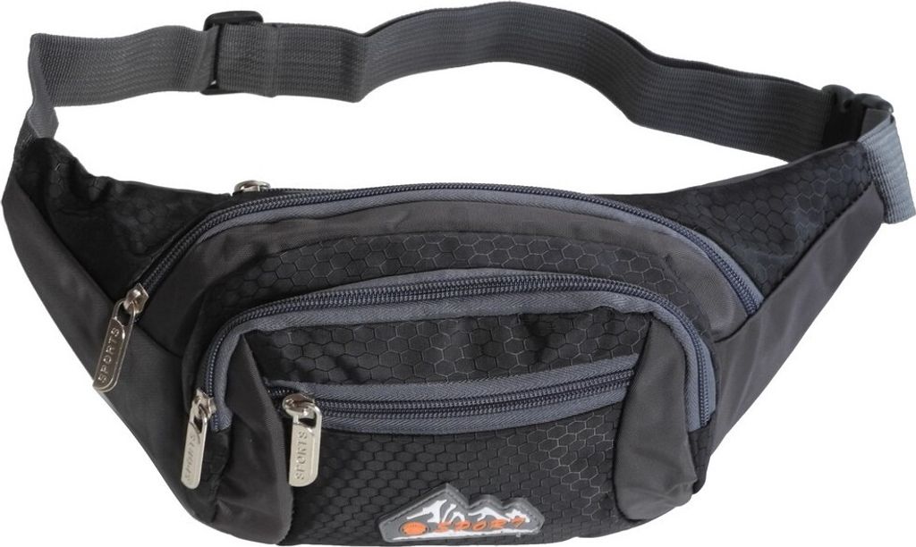 Bag Street - Nylon Bauchtasche Hüfttasche Gürteltasche Geldgürtel - Schwarz
