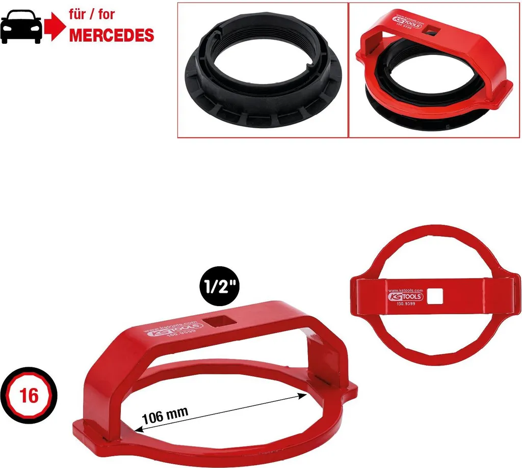 Bussola Montaggio Puntone Mercedes 106mm - Attacco 1/2" per Officine - 4