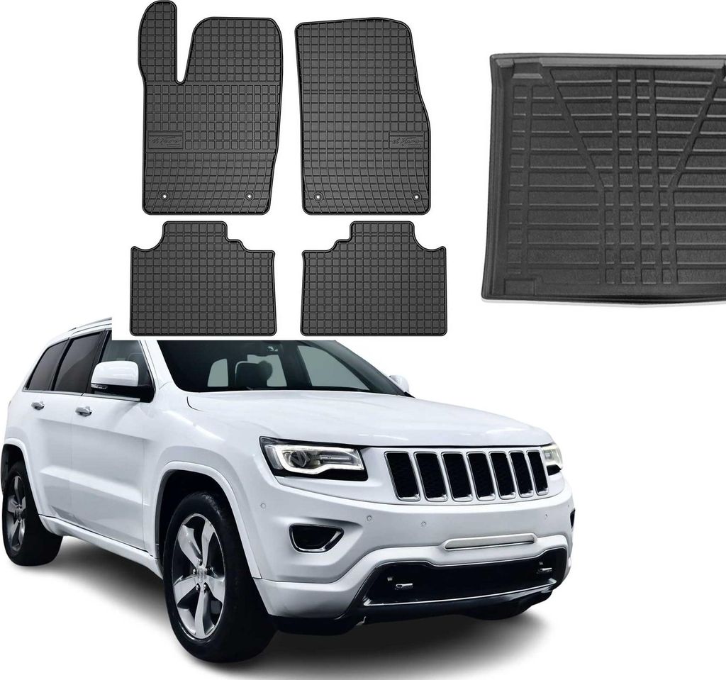 Fußmatten & Kofferraumwanne Set für Jeep Grand Cherokee 2016-2022 Gummi 5x
