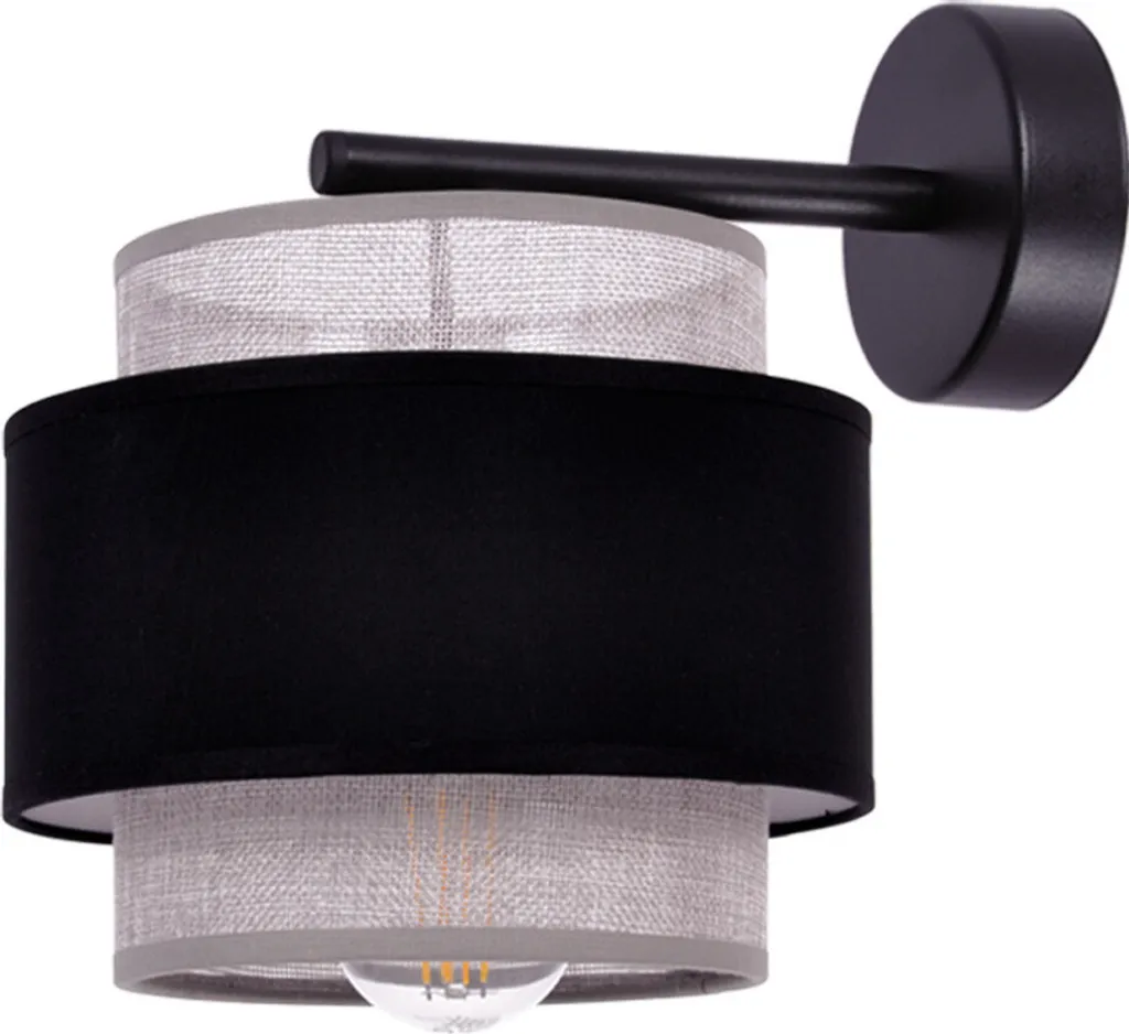 Applique Murale ETELA Kaja Noir et Gris 1xE27 40W en Tissu 25x20x27cm