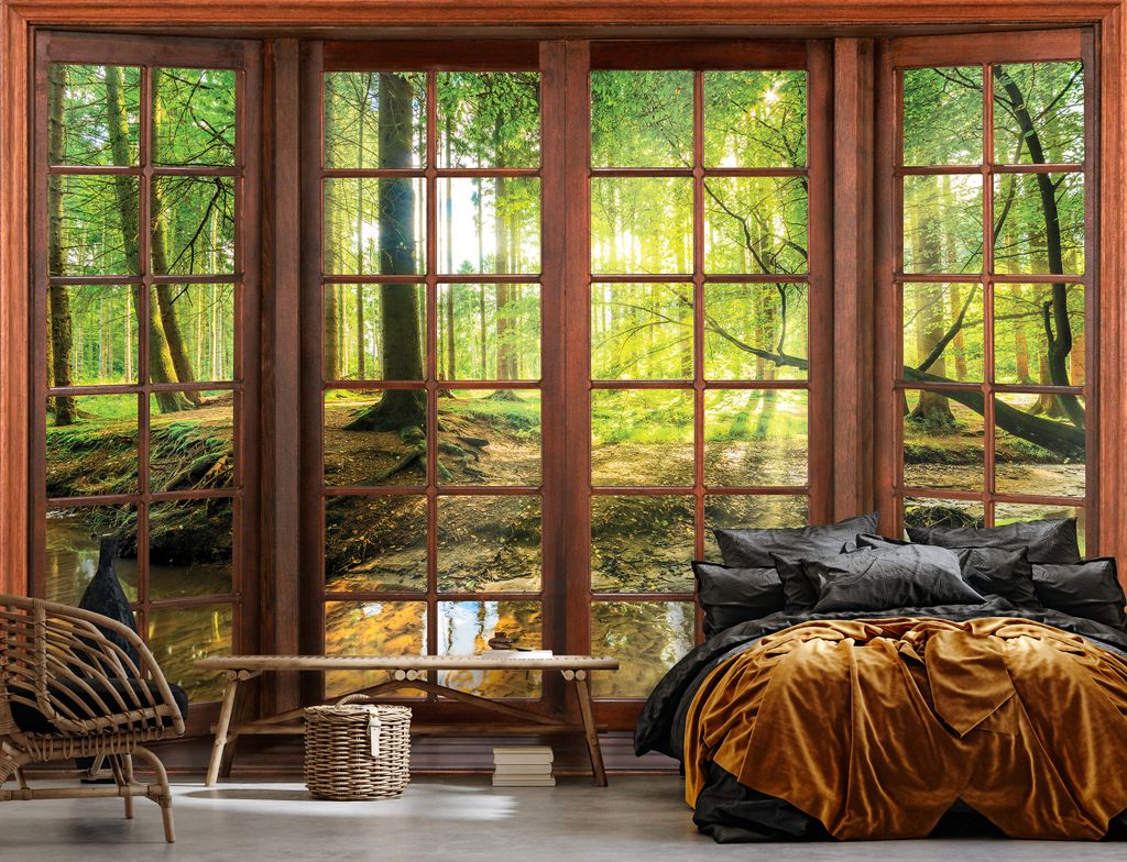 Wald Wandaufkleber 3D Fenster Effekt Aussicht Landschaft