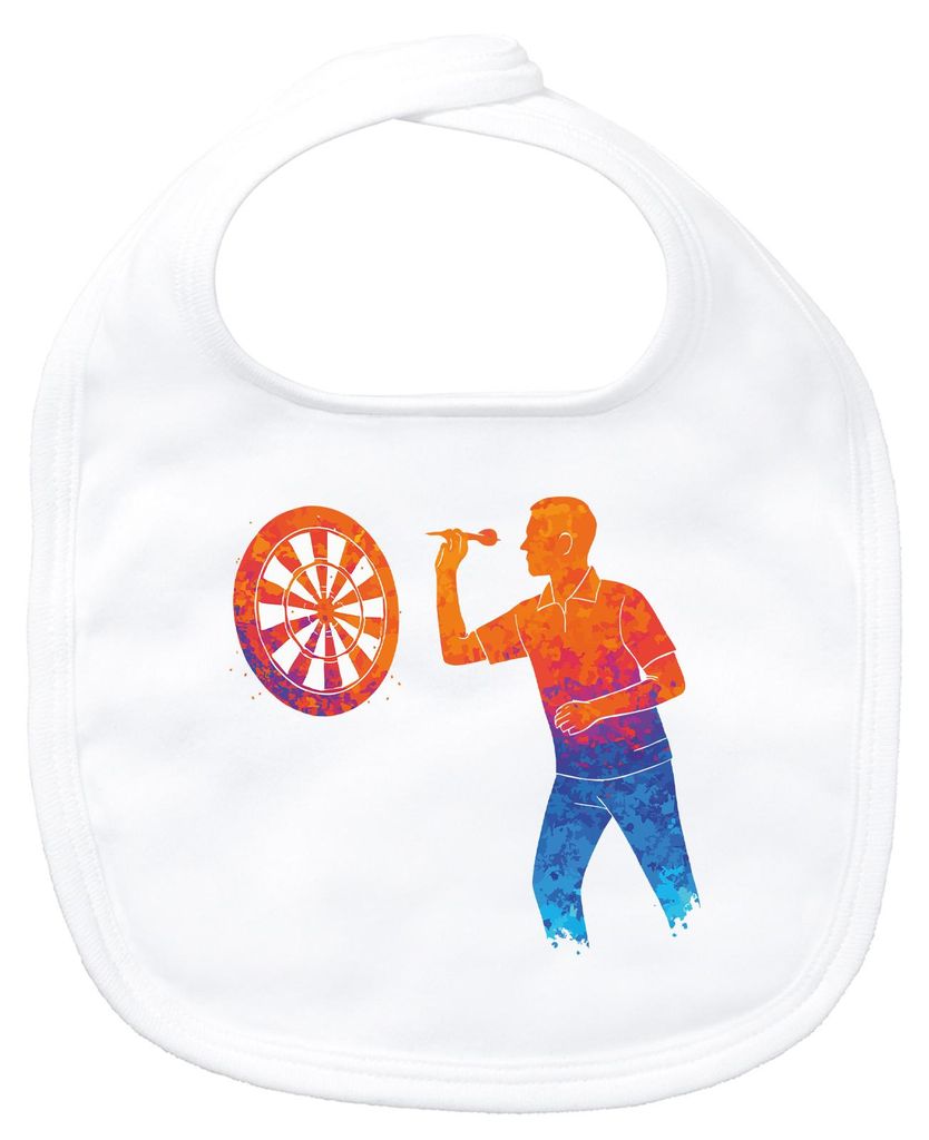 Huuraa Baby Lätzchen Darts bunte Silhouette White Klettverschluss Baumwolle Latz Geschenkidee