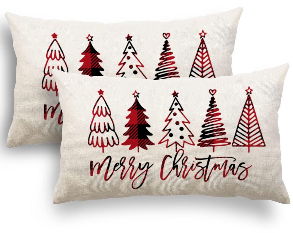Set aus 2 Kissenbezügen 30x50 cm, dekorative Leinen-Weihnachtskissen, geeignet für Sofa, Schlafzimmer und Sessel.