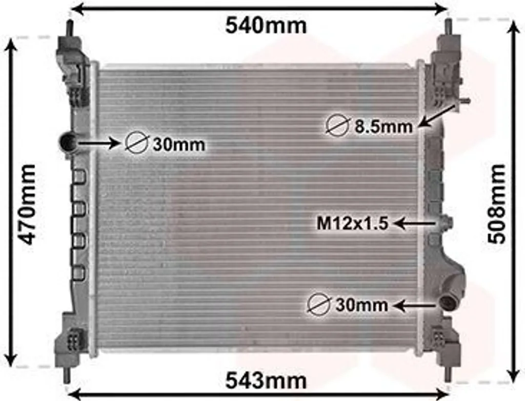 Radiateur moteur en aluminium VAN WEZEL 08012702 - Durable et Fiable