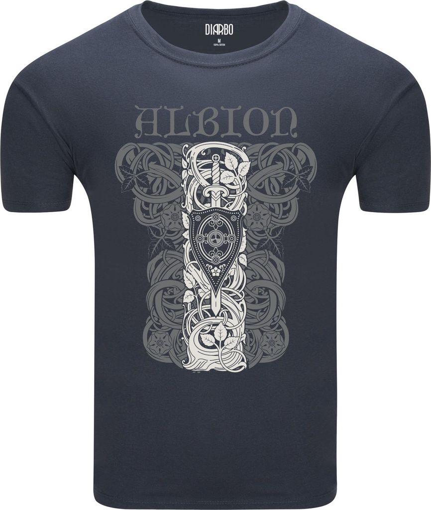 Diarbo Herren T-Shirt mit Keltischem Druck Albion Blau Gr.XXL