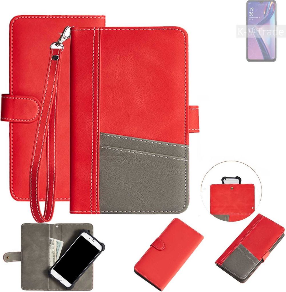 K-S-Trade Handy Schutzhülle für Oppo A12s Hülle Portemonnee Brieftasche Klapphülle Kartenfächer Flip Wallet Case Etui