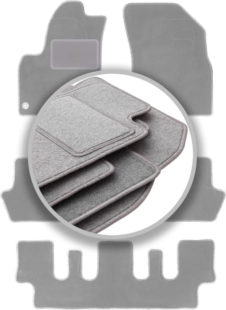 Autoteppiche Aschgrau für: Citroen C4 Picasso I 7-Sitzer (2006-2013)