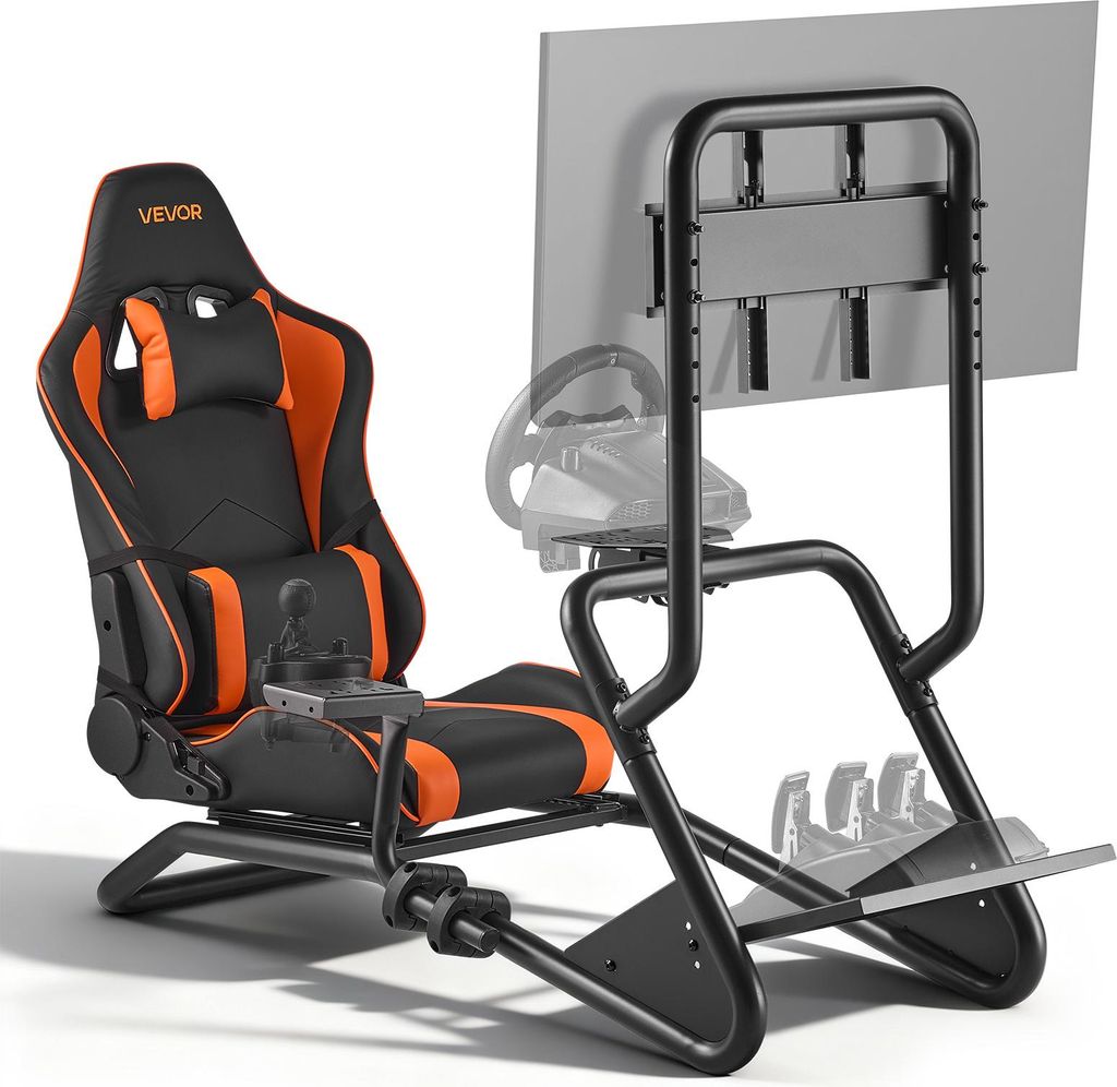 VEVOR Lenkradständer, Racing Wheel Stand, Simulator-Cockpit mit Monitorständer, für Logitech G25, G27, G29, G920, G923, Thrustmaster T300RS, TX ...