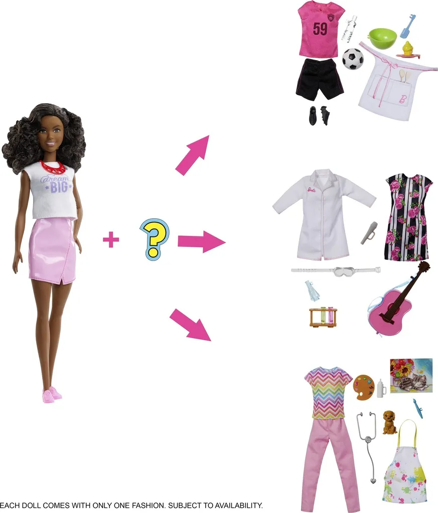 Barbie Carrières Surprises Poupée Afro-Américaine GJM10 avec Accessoires