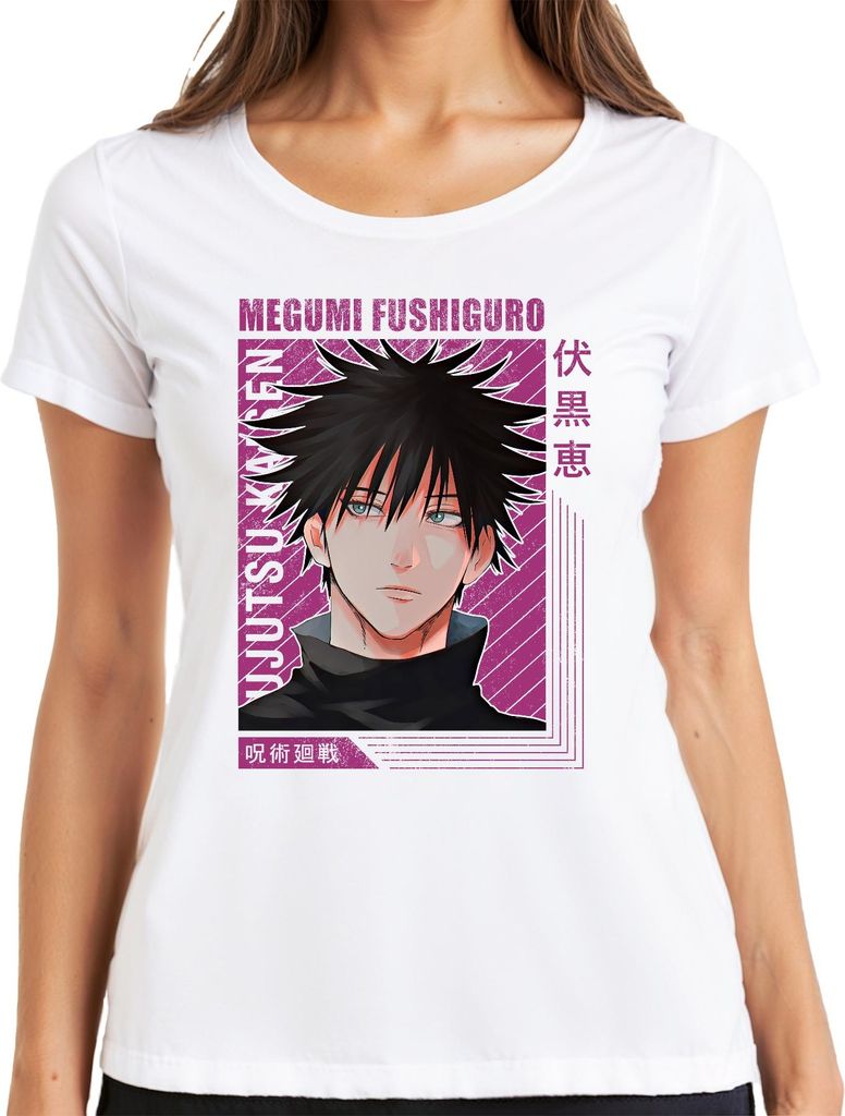 Megumi Fushiguro Jujutsu Kaisen Anime Fan Geschenk Manga Retro Damen T-Shirt, Weiß, 3XL