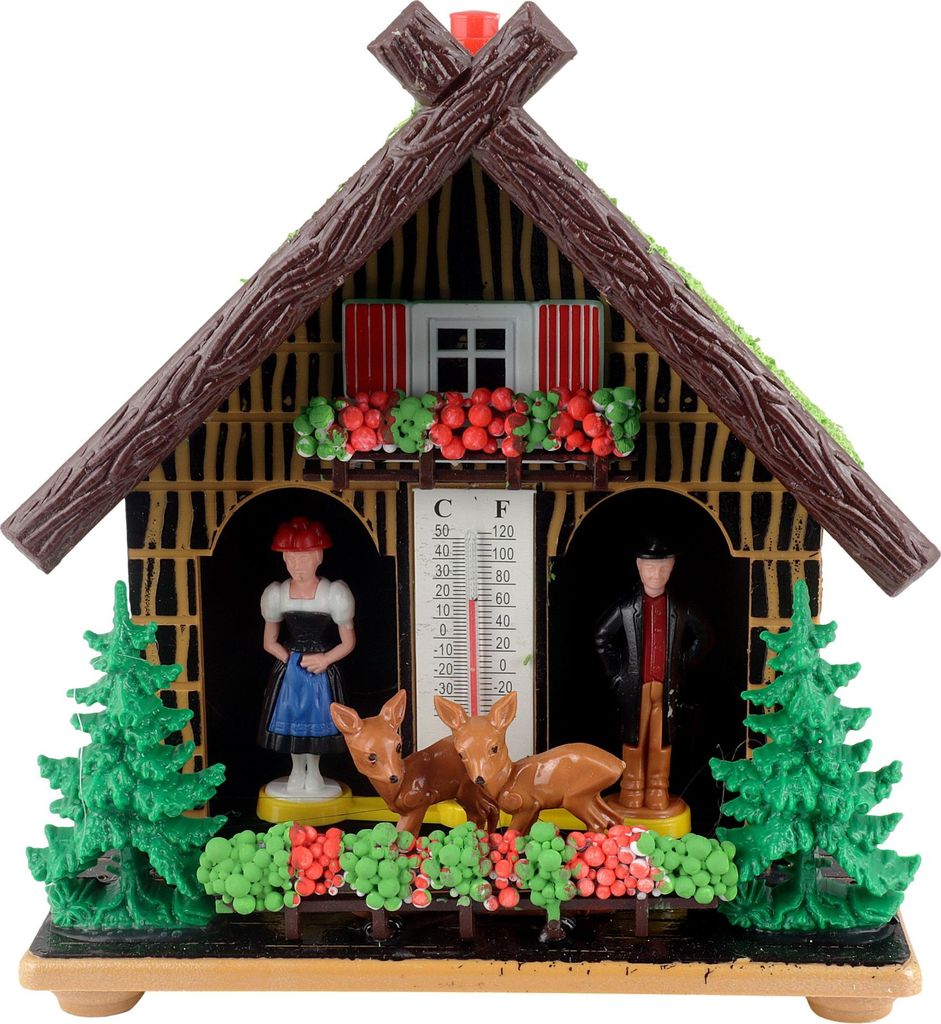 Wetterhaus Thermometer Schwarzwald 04 Grasdach mit Reh Produktbild 