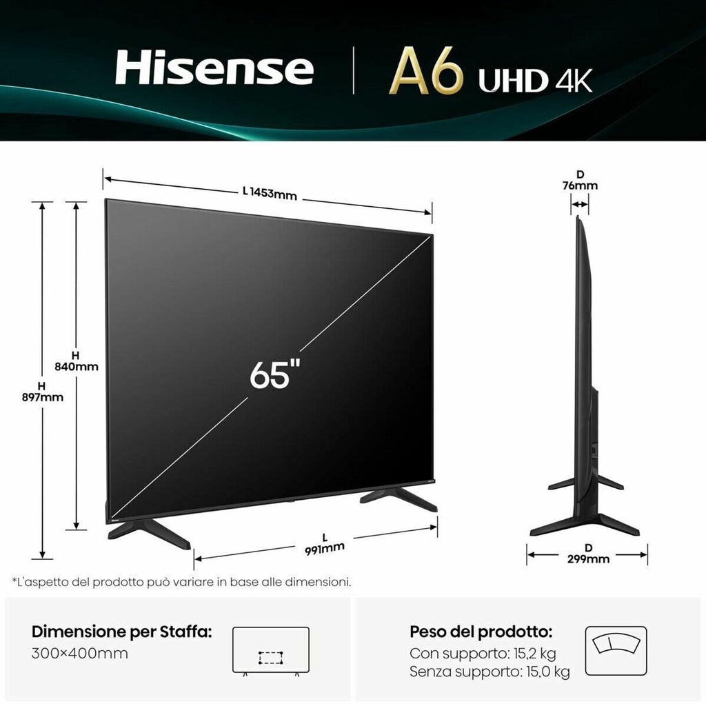 65A6Q – LED-Fernseher 65 Zoll (164 cm) – 4K UHD 3840 x 2160 Produktbild 